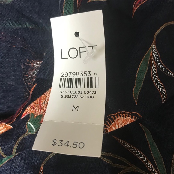COPY - Loft M Floral Ruffle Sleeve Linen Tee MSRP… - Picture 5 of 5